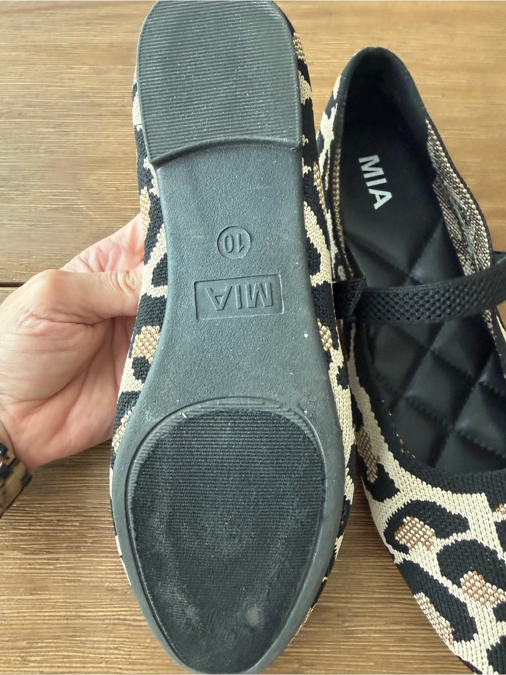MIA Leopard Print Mary Jane Flats in Black and Beige - Picture 5 of 5